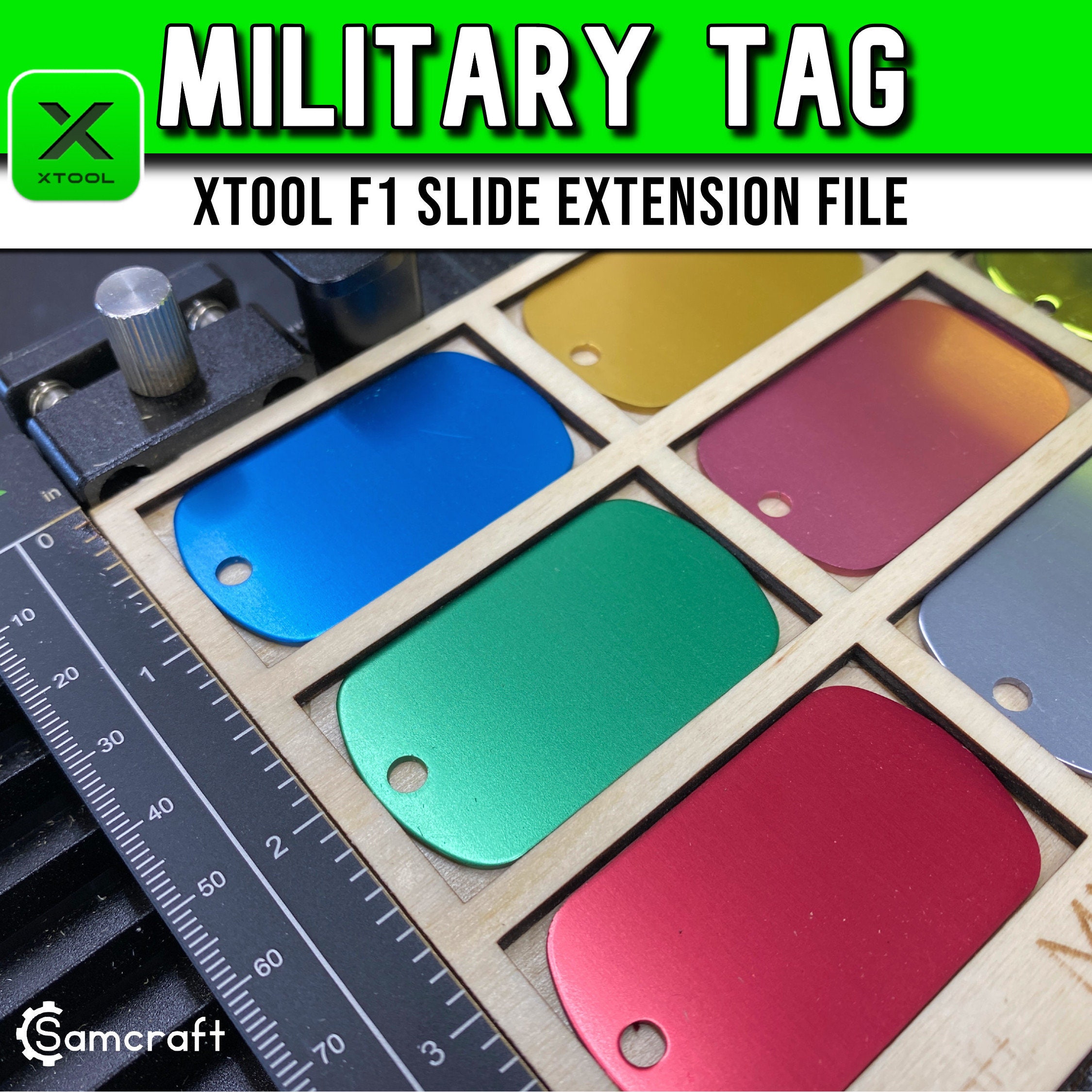 Xtool Military Dog Tag File, Xtool F1 Template, Xtool F1 Slide