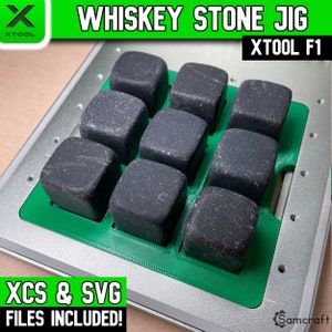 xTool F1 Whisky Stone Jig, xTool Fiber Laser Jig, Laser Jig, Laser Vorlage, XCS, Whisky Steine, Schnapsglas, Samcraft