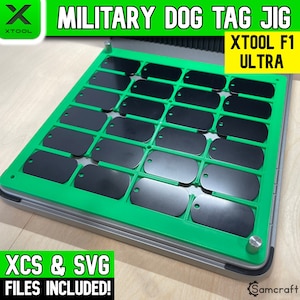 Plantilla para placa de identificación militar xTool F1 Ultra, plantilla para láser de fibra xTool, plantilla xTool F1 Ultra, plantilla para fibra, lima XCS, plantilla F1 Ultra, Samcraft