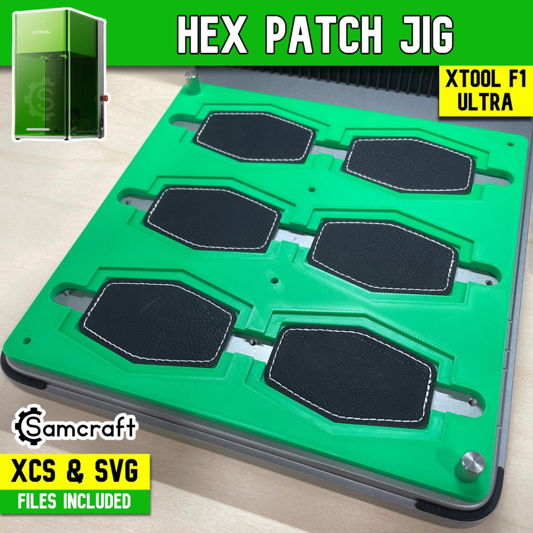 Xtool F1 Ultra Hex Patch Jig: Laserable Leatherette (XCS & SVG File) - Etsy