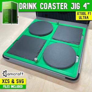 xTool F1 Ultra 4-inch Drink Coaster Jig, xTool Fiber Laser Jig, xTool F1 Ultra Jig, Fiber Jig, XCS File, Samcraft
