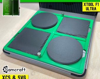 xTool F1 Ultra 4-inch Drink Coaster Jig, xTool Fiber Laser Jig, xTool F1 Ultra Jig, Fiber Jig, XCS File, Samcraft