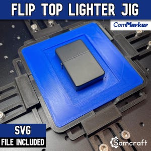 Plantilla para encendedor con tapa abatible para láseres ComMarker / Encendedor grabado con láser / Fabricado en EE. UU. por Samcraft