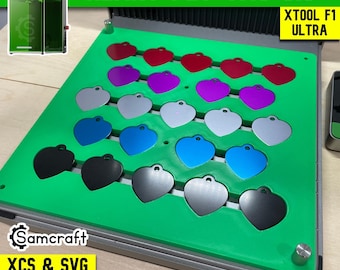 xTool F1 Ultra Heart Pet Tag Jig: Laser Alignment (XCS & SVG File)