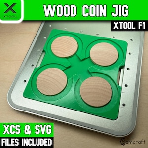 Plantilla para monedas de madera xTool F1, plantilla láser de fibra xTool, plantilla láser, plantilla láser, XCS, níquel de madera, ficha, plantilla para monedas de desafío, Samcraft