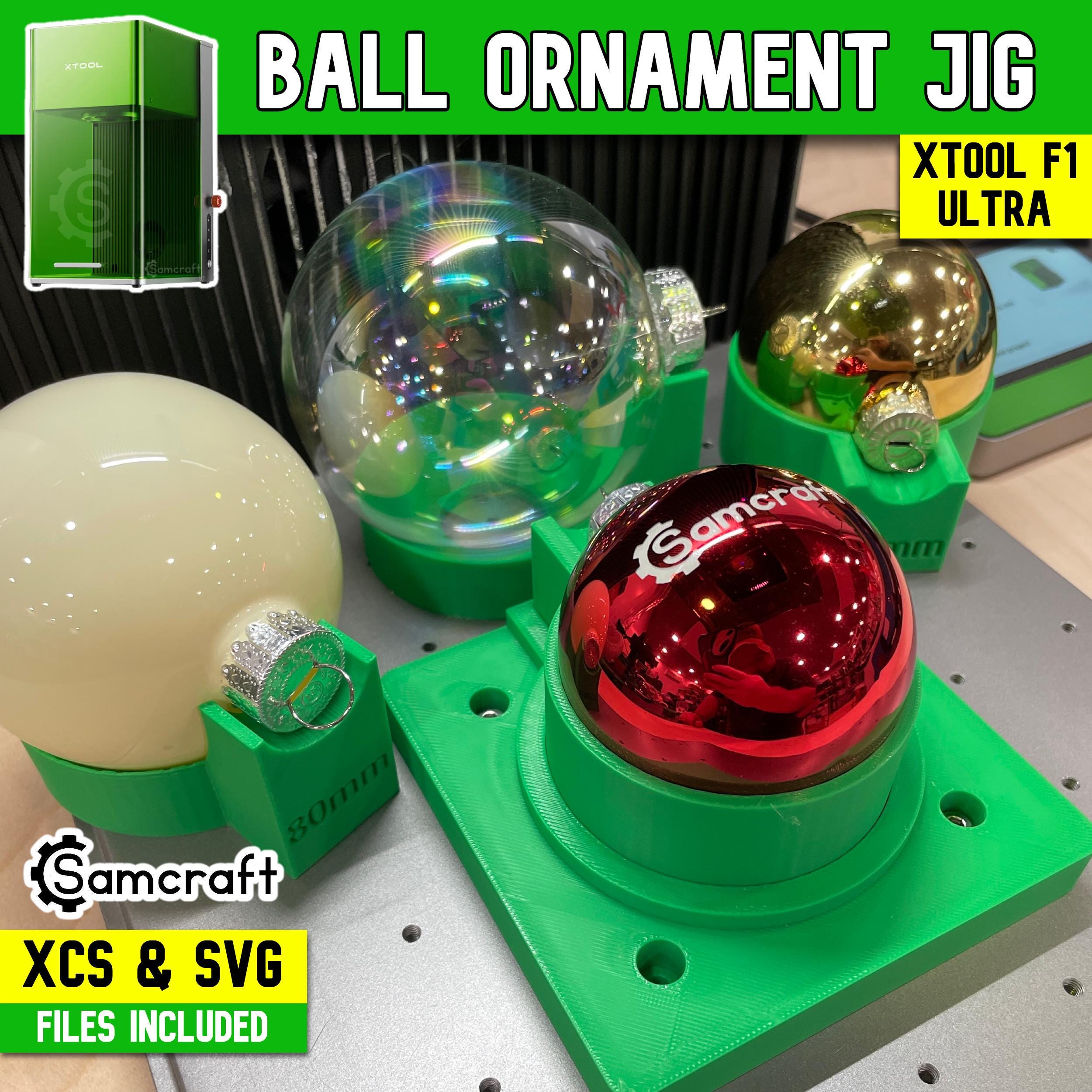 xTool F1 Ultra Glass Ball Ornament Jig: 65-86mm, XCS File
