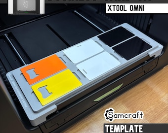 Business Card Jig for xTool Omni UV Printer, 6 Card CR80 UV Printing Fixture for Metal Cards, ID Badges, Card Openers, Samcraft