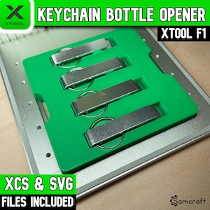 Plantilla para abrir botellas con llavero xTool F1, plantilla láser de fibra xTool, plantilla láser, plantilla láser, archivo XCS, abridor de botellas, llavero, Samcraft