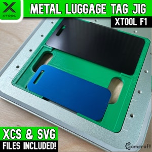 xTool F1 Metall-Gepäckanhänger-Schablone, xTool Faserlaser-Schablone, Laserschablone, Laserschablone, XCS-Datei, Aluminium-Gepäckanhänger-Schablone, Samcraft