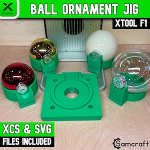 xTool F1 bal ornamentmal, graveermal glasbal, kerstornamentmal met xcs-bestand, aangepaste xTool F1 lasermal, Samcraft