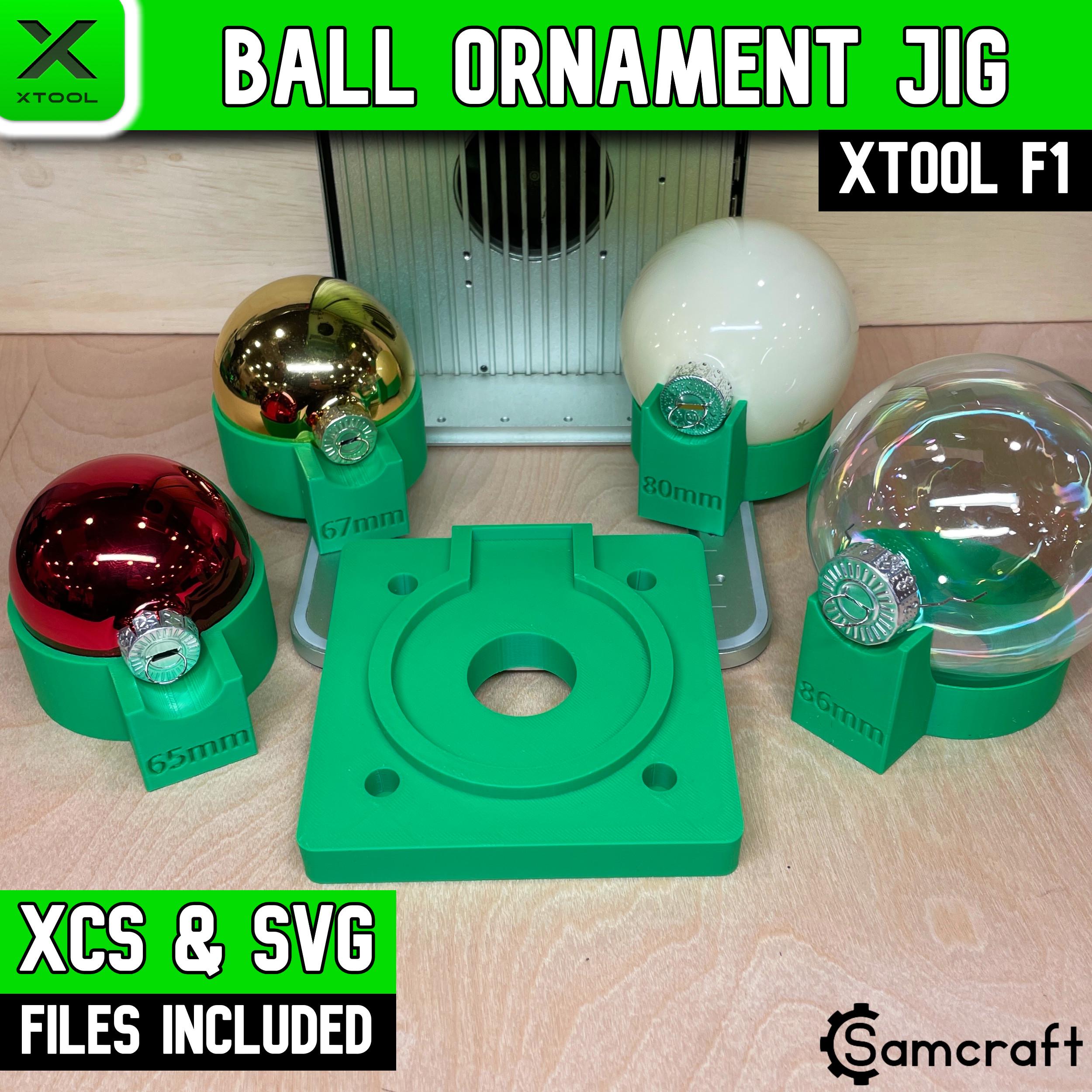 Xtool F1 Ball Ornament Jig: Glass Bauble Engraving (XCS & SVG