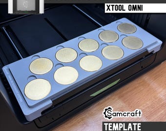 50mm Metal Coin Jig for xTool Omni UV Printer, 10 Challenge Coin UV Printing Fixture with Template, Custom Coin Maker Tool, Samcraft