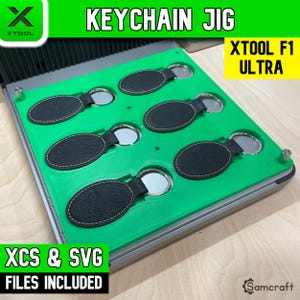 xTool F1 Ultra Leder Schlüsselanhänger Jig - Oval & Rechteck, xTool Laser Jig, xTool F1 Ultra Jig, XCS File, Schlüsselanhänger Laser Engraving Jig Samcraft