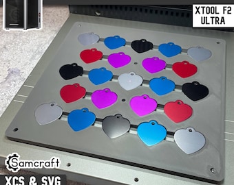 Plantilla para etiquetas para mascotas xTool F2 Ultra Heart: accesorio de grabado láser