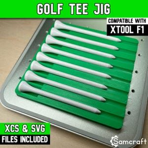 Plantilla para tee de golf xTool F1, plantilla láser de fibra xTool, plantilla láser, plantilla láser, XCS, tee de golf de madera, golfista, golf, Samcraft