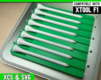 xTool F1 Golf Tee Laser Jig, 3D Printed, Engraving Template (XCS & SVG Files)