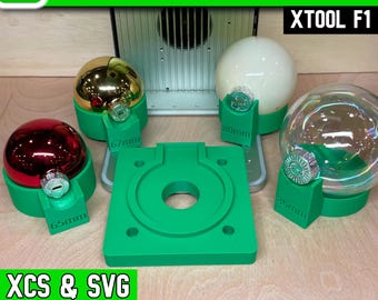 xTool F1 Ball Ornament Jig: Glass Bauble Engraving (XCS & SVG Files)