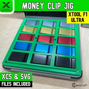 xTool F1 ultrametalen geldclipmal, xTool fiberlasermal, xTool F1 ultrametalen vezelmal, XCS-bestand, geldclipmal, Samcraft, Chewbarka