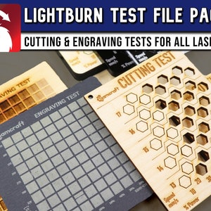 Lightburn Test File Paket, Lightburn Cut Test, Laserschnitttest, Lasergravurtest, Lightburn Gravurtestdateien, Lightburn-Datei