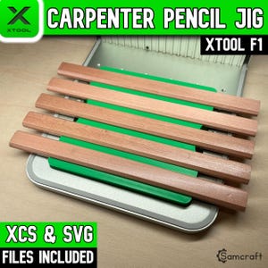 xTool F1 timmermanpotloodmal, xTool fiberlasermal, lasermal, lasersjabloon, XCS, potloodmal, bouwpotlood, Samcraft
