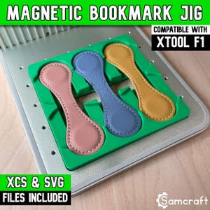 Plantilla para marcapáginas magnético xTool F1, plantilla para grabado láser, plantilla para láser de fibra, plantilla xTool, archivo XCS para artesanías de cuero, Samcraft