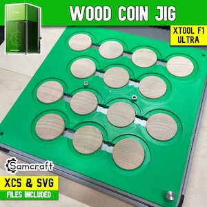 Plantilla para monedas de madera xTool F1 Ultra, impresa en 3D, archivo XCS