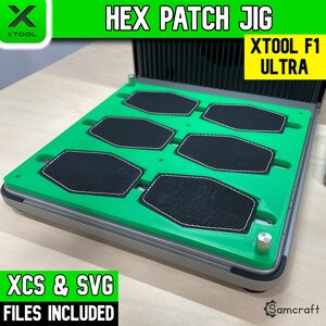 xTool F1 Ultra Hex Flicken Jig, xTool Fiber Laser Jig, xTool F1 Ultra Jig, Fiber Jig, XCS File, Hexagon Hat Patch Jig, Samcraft