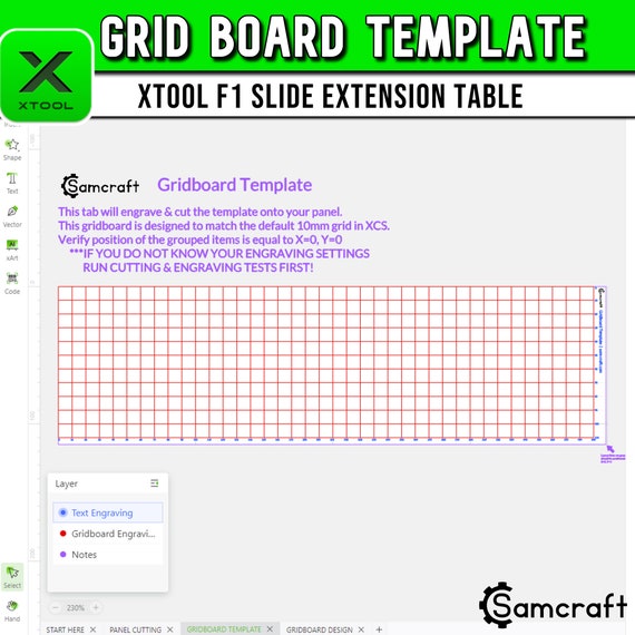 Xtool F1 Gridboard File, Xtool F1 Template, Xtool F1 Slide