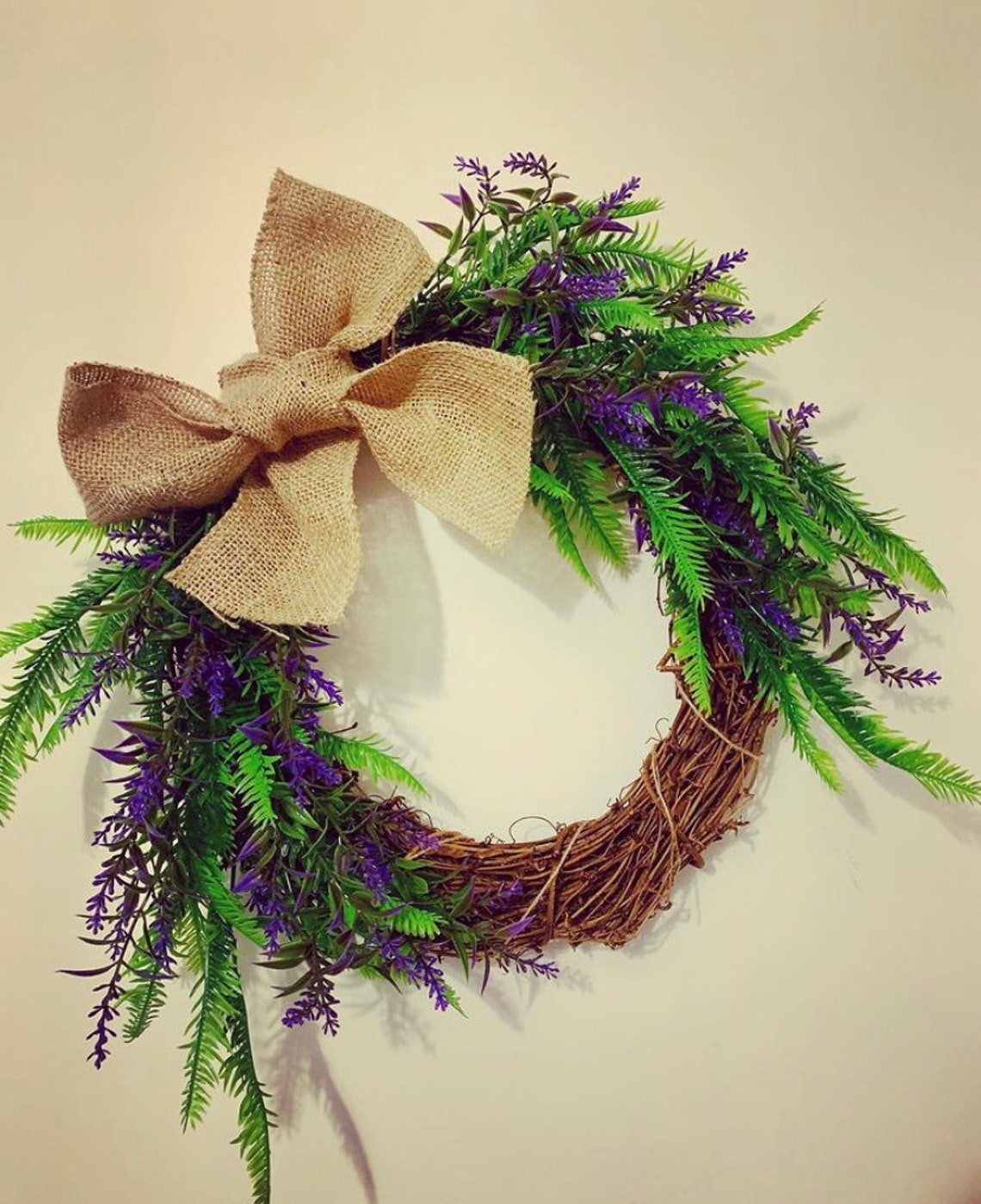 Lavender and Fern Artificial Wreath Etsy