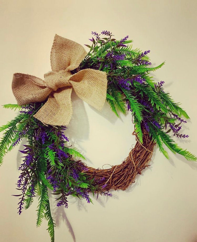 Lavender and fern artificial wreath | Etsy
