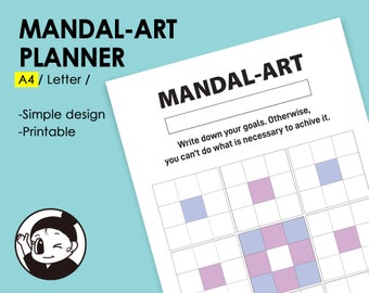 Mandalart 2021 digital planner, Letter, A4 size Simple Design PDF Printable for business, kids, students, worker