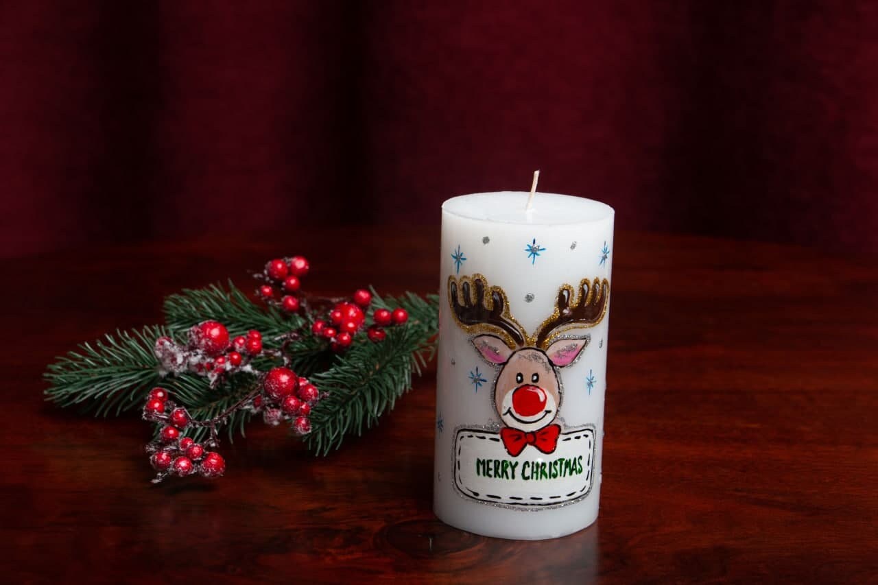 Santa's reindeer candle Christmas candle Merry Christmas Etsy