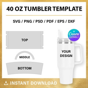 40oz Tumbler Template Full Wrap Svg Png Instant Download Etsy