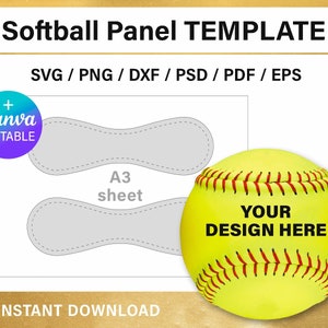 DIY Softball Panel template, custom, baseball leather template, svg, png, Canva, cut files, instant download