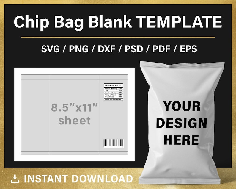 Chip Bag Blank Template 8.5x11 Sheet Potato Chip Bag | Etsy