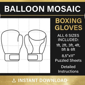 Boxing Gloves, mosaic balloons template, Boxing theme, DIY balloon decor, mosaic from balloons, tall stencils, pdf, instant download