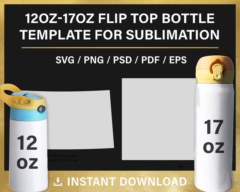 Flip Top Bottle Template BUNDLE 12oz 17oz BLANK Template | Etsy