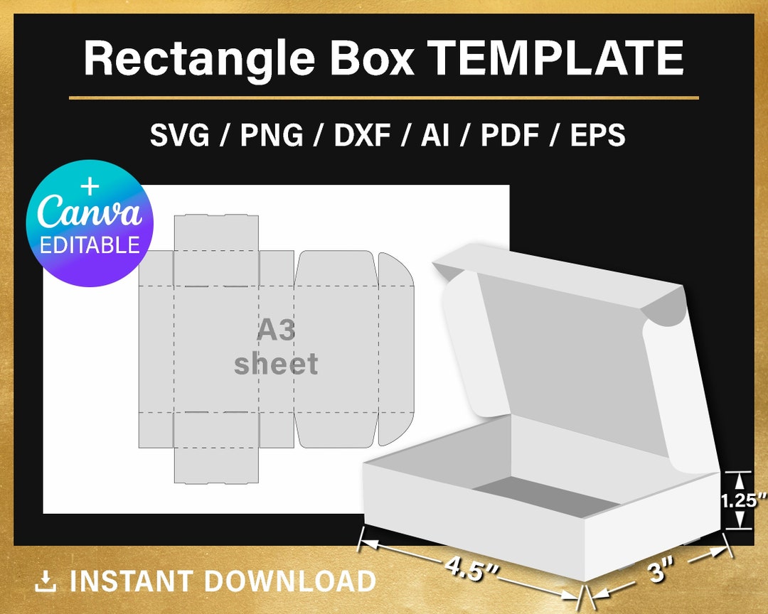 Rectangle Box Template, DIY, Shipping Box, BLANK Template, Classic Box ...