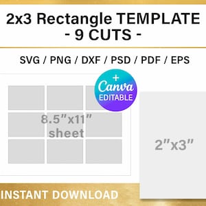 Rechthoek van 2 x 3 inch, LEGE sjabloon, stickersjabloon, multifunctionele labels, DIY, planner, Canva, Cricut, png, svg, psd, instant download