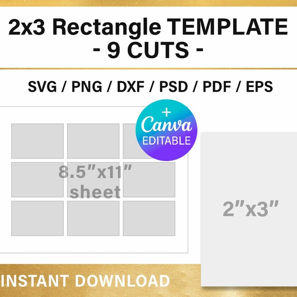 2x3 inches rectangle, BLANK template, sticker template, multipurpose labels, DIY, planner, Canva, Cricut, png, svg, psd, instant download