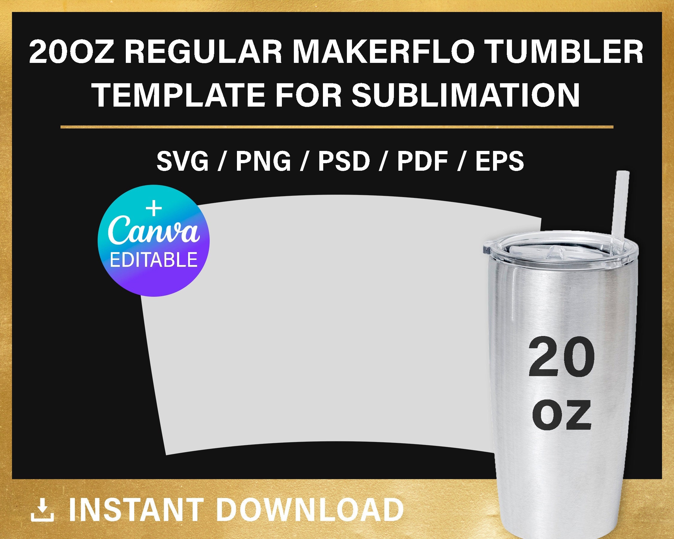 Makerflo 20 Oz Skinny Sublimation Blank Insulated Tumbler