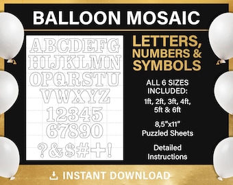 brieven | nummers | symbolen mozaïek, GROTE BUNDEL, framesjabloon van ballonnen, fancy, 1ft, 2ft, 3ft, 4ft, 5ft, 6ft, PDF, instant download