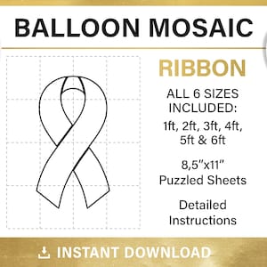 Pink ribbon mosaic frame balloon template, awareness Ribbon, mosaic from balloons, tall, instant download