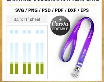 Lanyard Sublimation Blank Template, Personalized Neck Lanyard, custom, Canva, psd, png, Editable, DIY, Instant Download