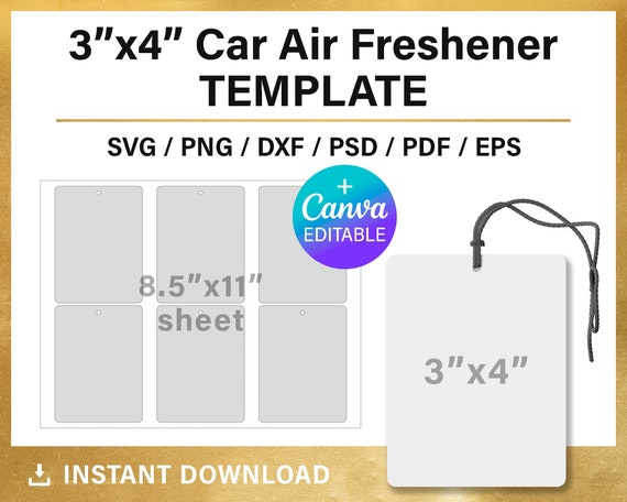 Car Air Freshener, BLANK Template for Sublimation, 3x4, Svg, Png, Psd,  Canva, Cricut, Cut Files, Instant Download 