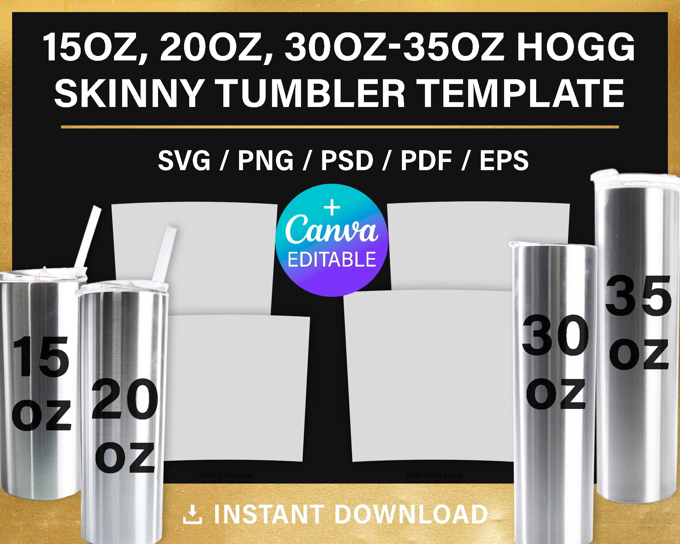 30oz Skinny Hoggdle With Handle Tumbler Template Sublimation for Use  Silhouette and Cricut 