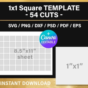 1x1 inches square, BLANK template, 25 mm, square sticker template,  1&quot; multipurpose labels, DIY, planner, Canva, png, psd, instant download