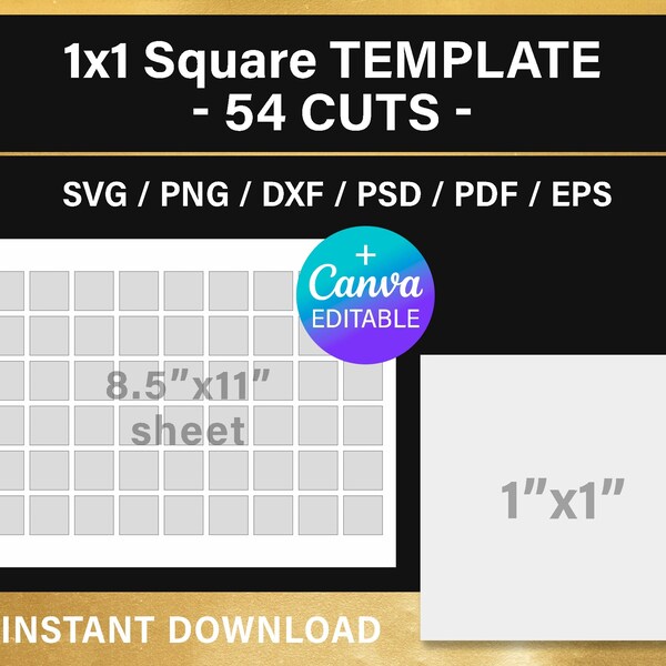 1x1 inches square, BLANK template, 25 mm, square sticker template,  1" multipurpose labels, DIY, planner, Canva, png, psd, instant download