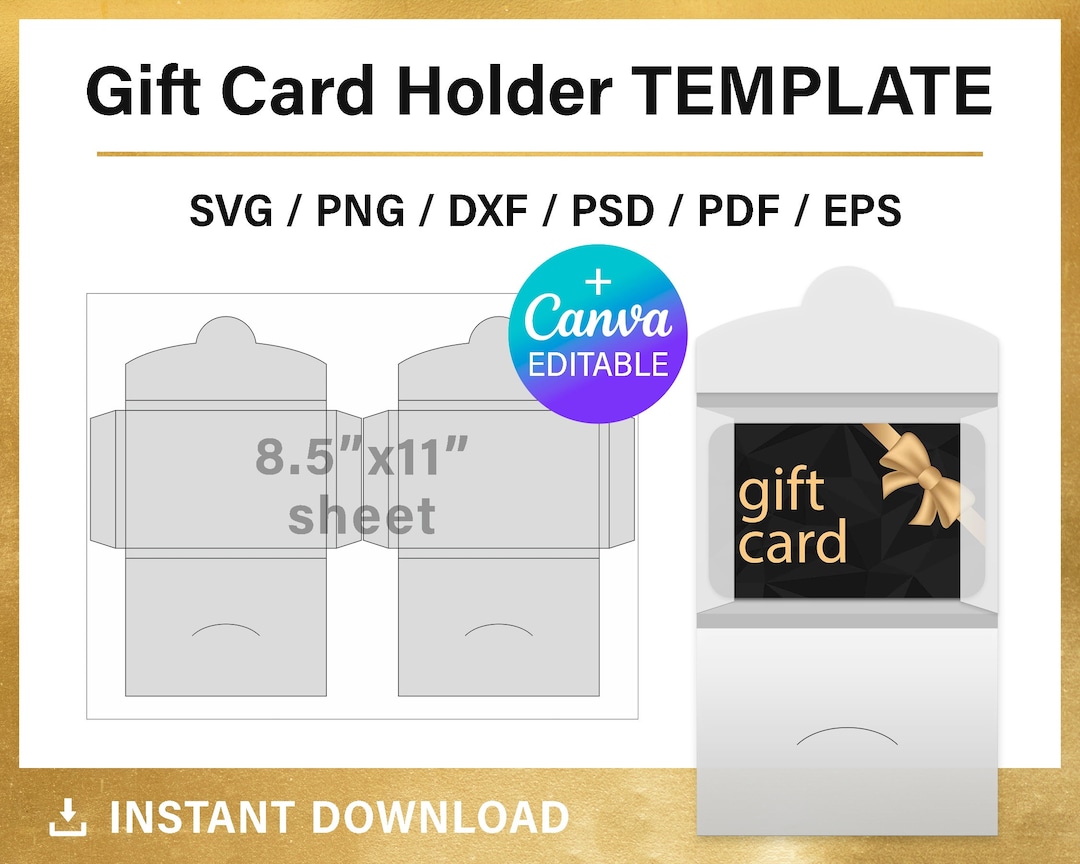 Gift Card Holder Template, DIY, Gift Card Envelope Blank Template, SVG ...