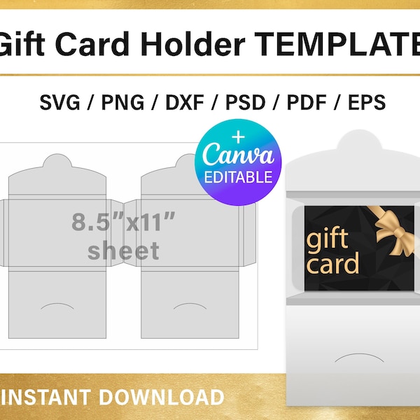gift card holder template, DIY, Gift card envelope blank template, SVG, png, Canva, Cricut, Silhoutte, instant download